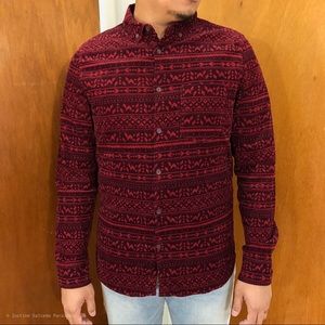 DIVIDED Corduroy Casual Printed Button Down Shirt